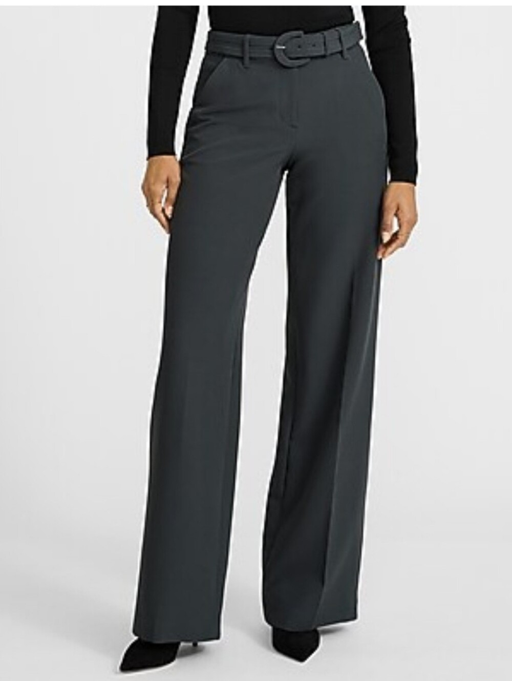 Express Wide-Leg Dress Pants in Charcoal Gray